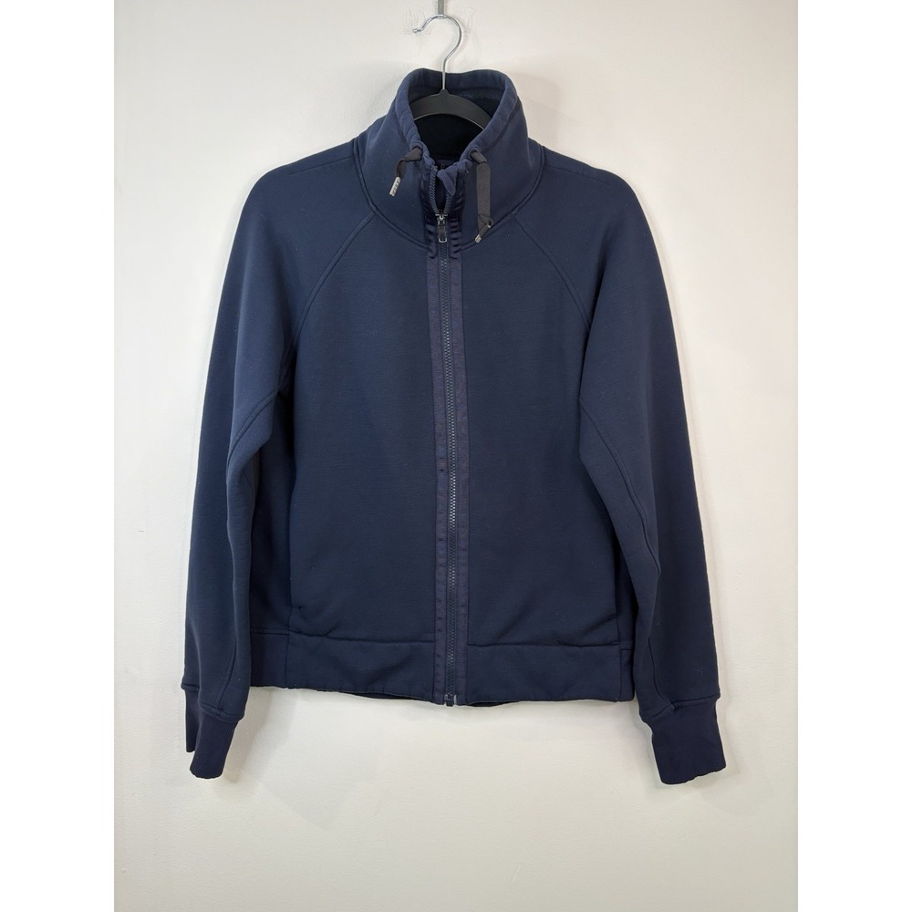 Lululemon Jacket Women 8 Navy Blue Funnel Neck Full Zip Pockets Thick Warm